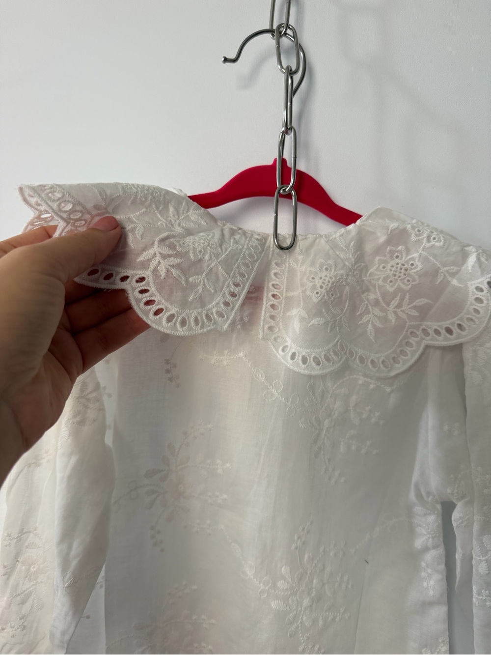 White Eyelet Collar Button-Front Top - Picture 6 of 6